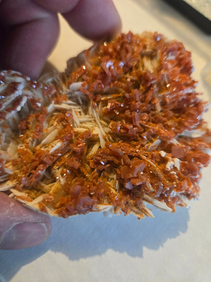 Vanadinite on Barite – Mineral Specimen from Mibladen Morocco