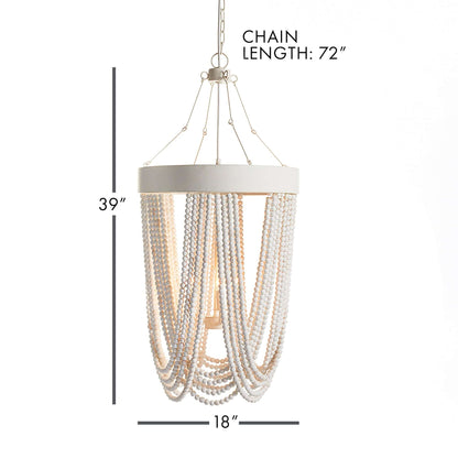 Vintage Beaded Chandelier with Whitewashed Wood Beads