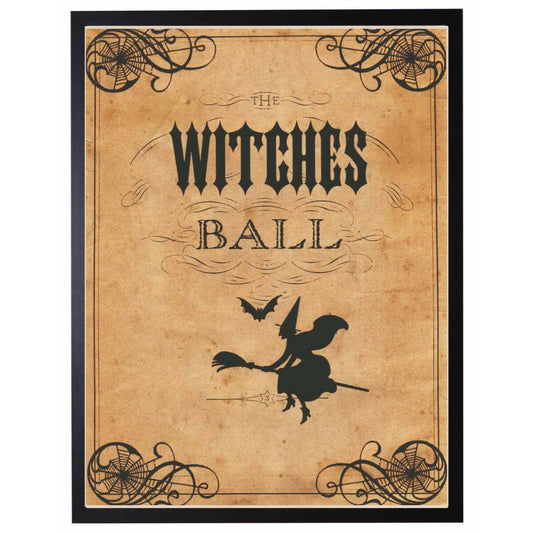Vintage Reproduction "The Witches Ball" Poster in Black Frame