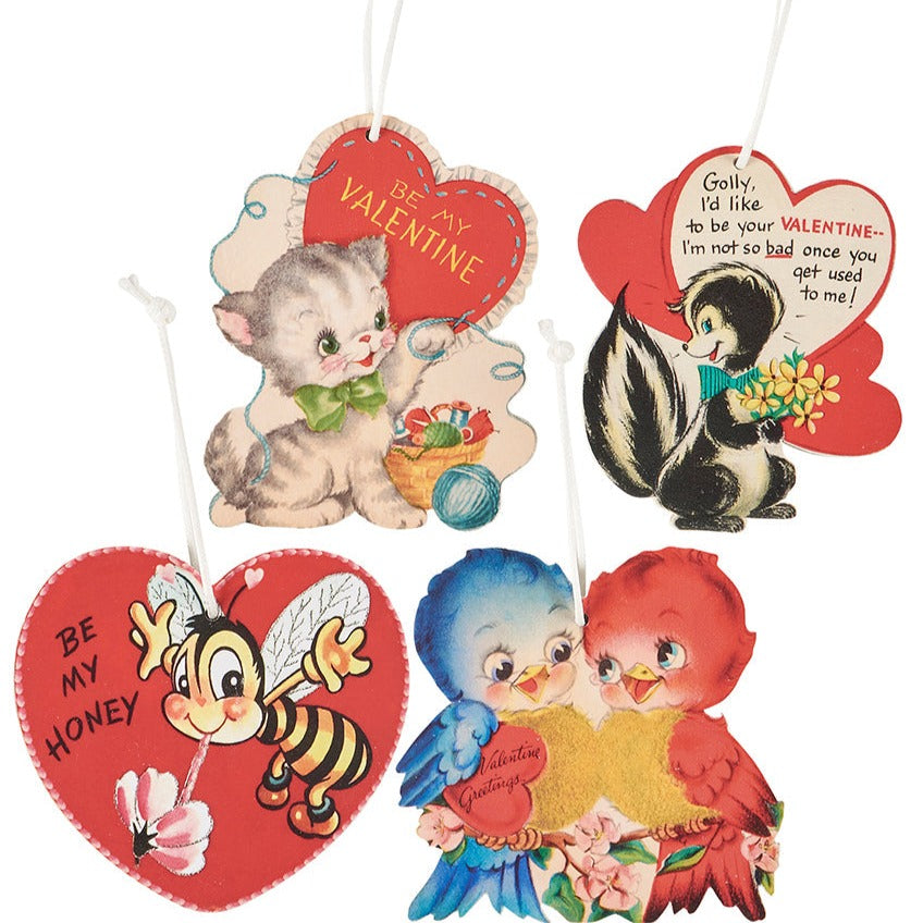 Vintage Valentine Ornament or Magnet Set of 4