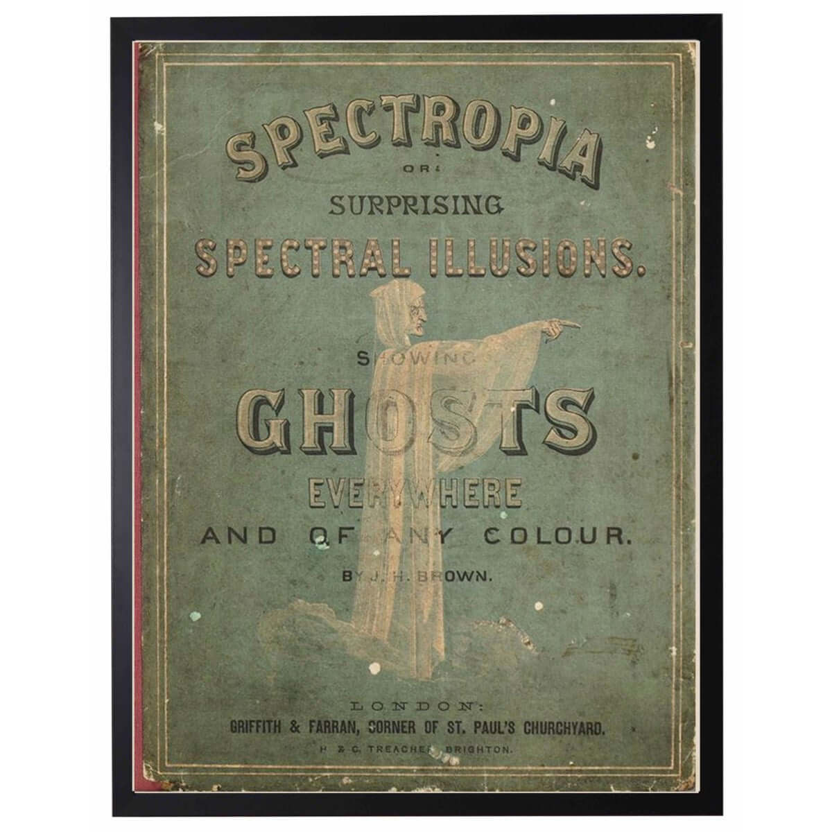Vintage Victorian "Spectropia" Ghost Book Poster in Black Frame