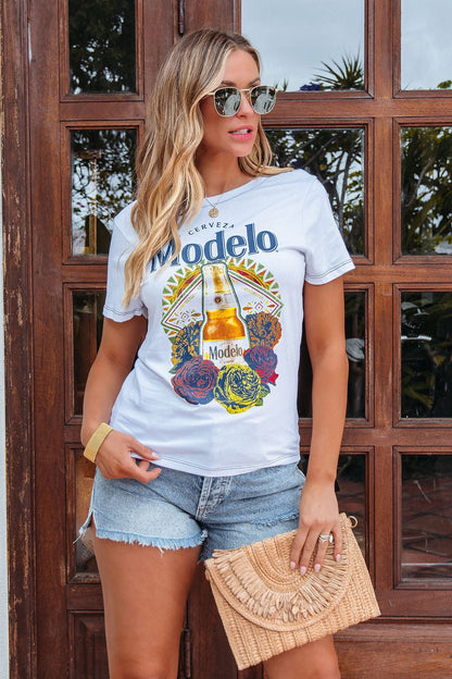 White Cerveza Modelo Graphic Tee