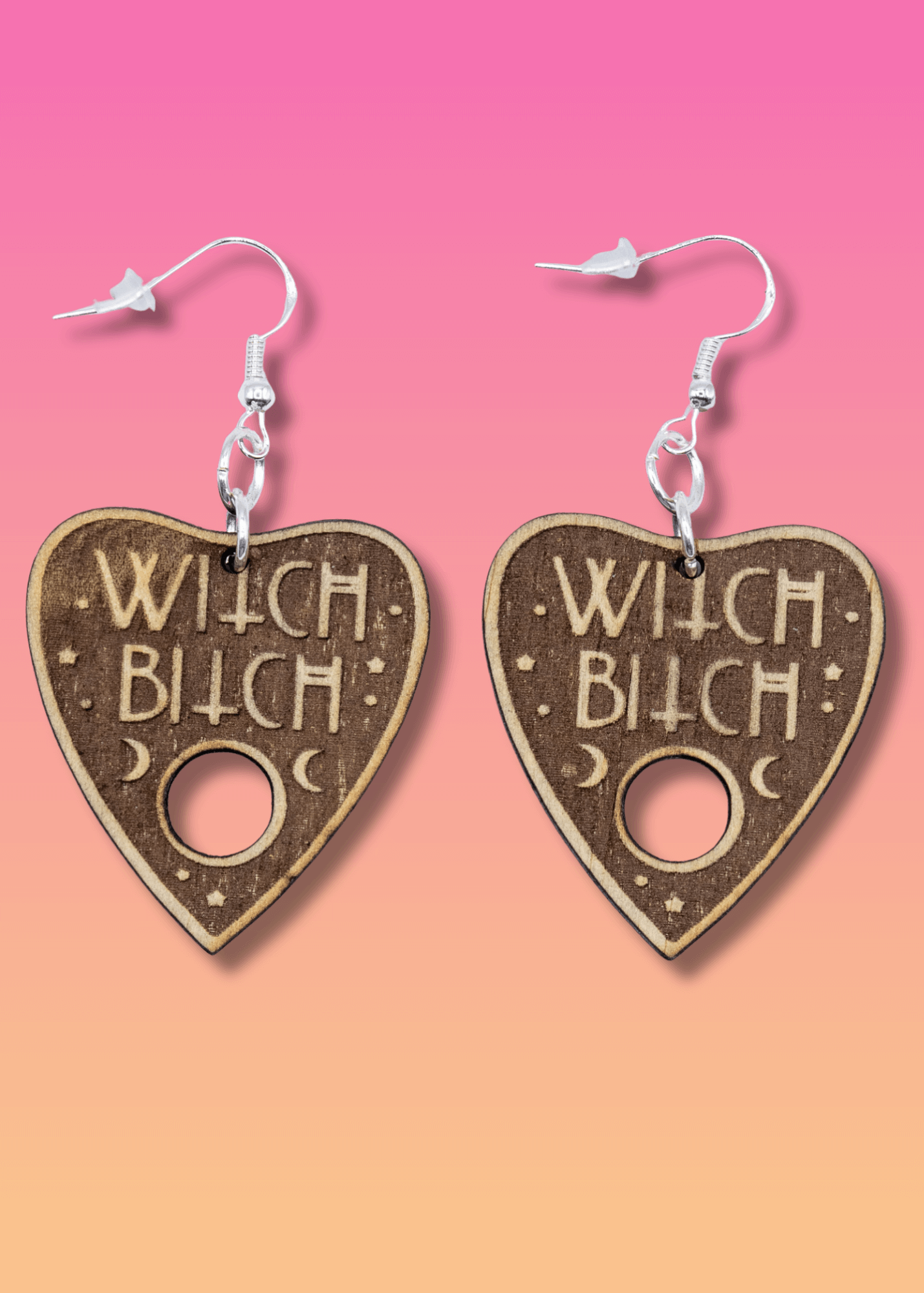 Witch Bitch Planchette Wooden Earrings