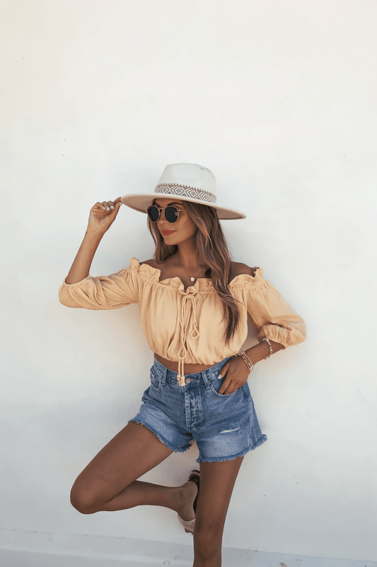 Yellow Bubble Hem Off The Shoulder Top