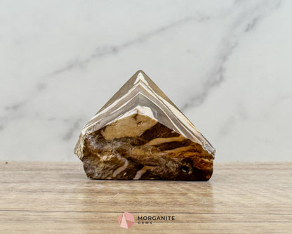 Zebra Jasper Half Rough Cut Base Point – Polished Top for Energy & Balance