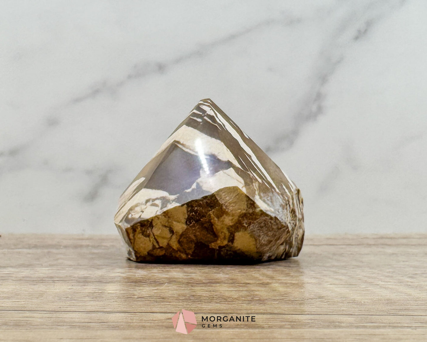 Zebra Jasper Half Rough Cut Base Point – Polished Top for Energy & Balance