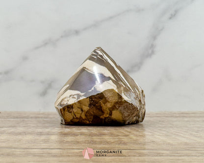 Zebra Jasper Half Rough Cut Base Point – Polished Top for Energy & Balance