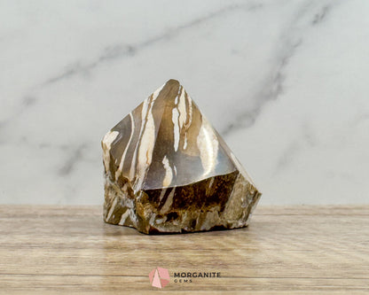 Zebra Jasper Half Rough Cut Base Point – Polished Top for Energy & Balance